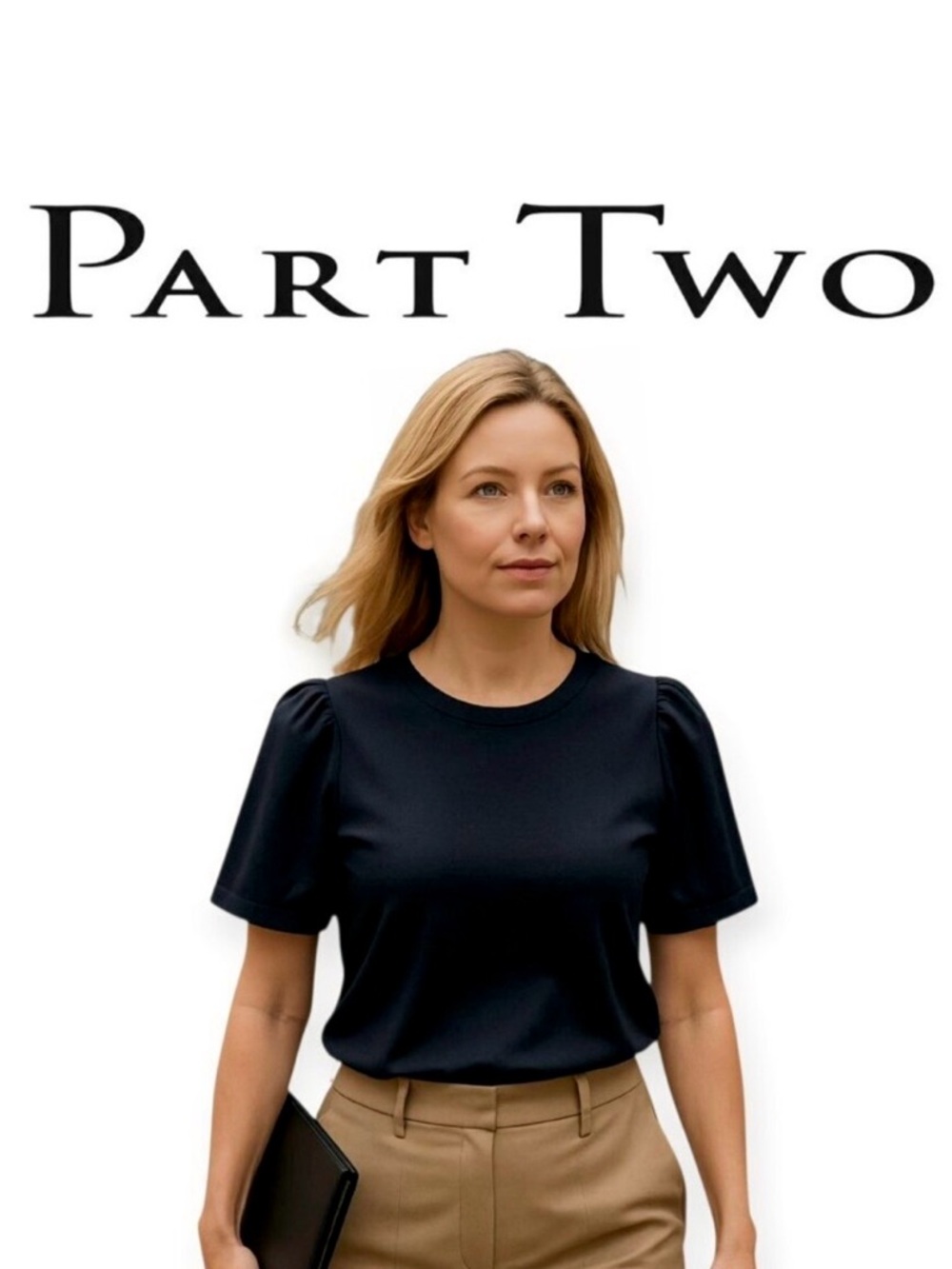 Part Two Organic Cotton Puff Sleeves Tee Black Scandi Basic Top